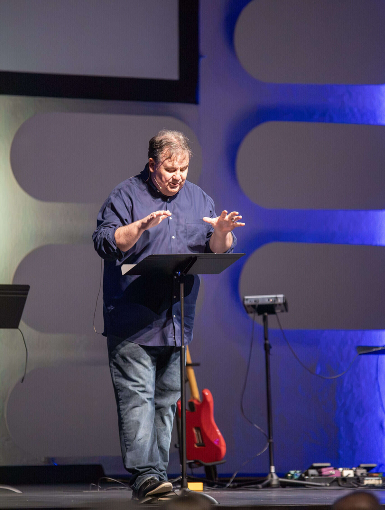 Hal Haller preaching at Wayside